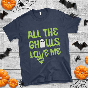 Halloween Skeleton Boo Ghost Cute Costume T Shirt Funny All The Ghouls Love Me Shirt Boys Toddler Girls Kids Youth TS10 Navy Print Your Wear