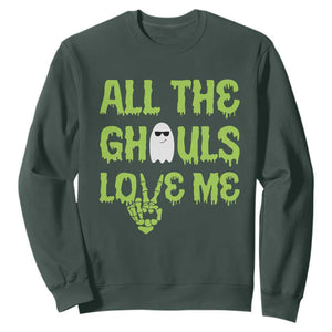 Halloween Skeleton Boo Ghost Cute Costume Sweatshirt Funny All The Ghouls Love Me Shirt Boys Toddler Girls Kids Youth TS10 Dark Forest Green Print Your Wear