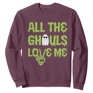 Halloween Skeleton Boo Ghost Cute Costume Sweatshirt Funny All The Ghouls Love Me Shirt Boys Toddler Girls Kids Youth TS10 Maroon Print Your Wear