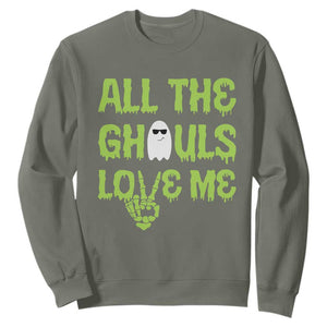 Halloween Skeleton Boo Ghost Cute Costume Sweatshirt Funny All The Ghouls Love Me Shirt Boys Toddler Girls Kids Youth TS10 Military Green Print Your Wear