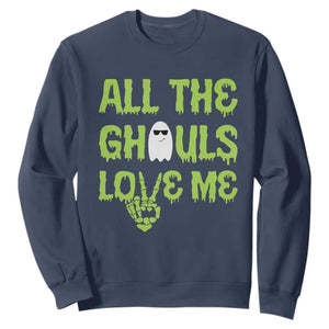 Halloween Skeleton Boo Ghost Cute Costume Sweatshirt Funny All The Ghouls Love Me Shirt Boys Toddler Girls Kids Youth TS10 Navy Print Your Wear