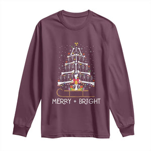 Christmas Radiology Long Sleeve Shirt Merry and Bright Dancing Skeleton Xmas Tree Rad Tech Gift TS10 Maroon Print Your Wear