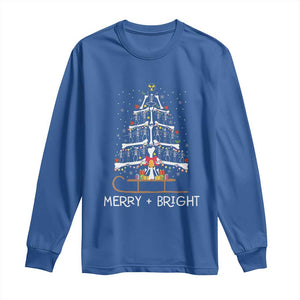 Christmas Radiology Long Sleeve Shirt Merry and Bright Dancing Skeleton Xmas Tree Rad Tech Gift TS10 Royal Blue Print Your Wear