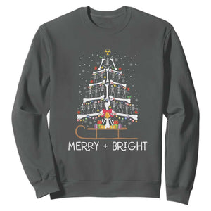 Christmas Radiology Sweatshirt Merry and Bright Dancing Skeleton Xmas Tree Rad Tech Gift TS10 Dark Heather Print Your Wear