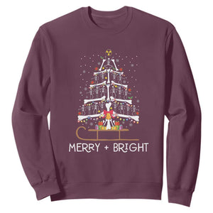 Christmas Radiology Sweatshirt Merry and Bright Dancing Skeleton Xmas Tree Rad Tech Gift TS10 Maroon Print Your Wear