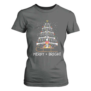 Christmas Radiology T Shirt For Women Merry and Bright Dancing Skeleton Xmas Tree Rad Tech Gift TS10 Dark Heather Print Your Wear