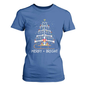 Christmas Radiology T Shirt For Women Merry and Bright Dancing Skeleton Xmas Tree Rad Tech Gift TS10 Royal Blue Print Your Wear