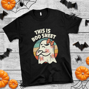 Retro Halloween Costume Women T Shirt This Is Boo Sheet Cute Spooky Ghost TS10 Black Print Your Wear