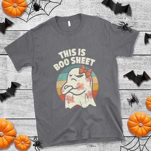 Retro Halloween Costume Women T Shirt This Is Boo Sheet Cute Spooky Ghost TS10 Charcoal Print Your Wear