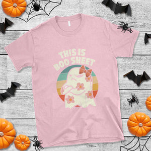 Retro Halloween Costume Women T Shirt This Is Boo Sheet Cute Spooky Ghost TS10 Light Pink Print Your Wear