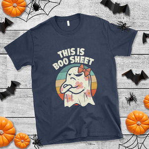 Retro Halloween Costume Women T Shirt This Is Boo Sheet Cute Spooky Ghost TS10 Navy Print Your Wear