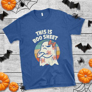 Retro Halloween Costume Women T Shirt This Is Boo Sheet Cute Spooky Ghost TS10 Royal Blue Print Your Wear