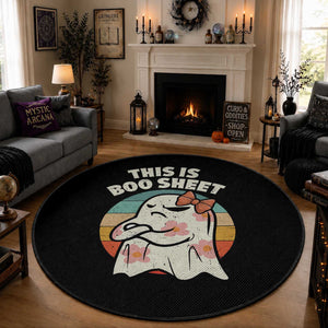 Retro Halloween Costume Women Round Rug This Is Boo Sheet Cute Spooky Ghost