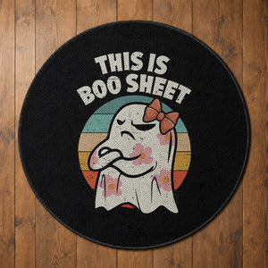 Retro Halloween Costume Women Round Rug This Is Boo Sheet Cute Spooky Ghost