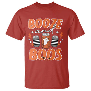 Retro Halloween Booze And Boos T Shirt Boo Sheet Ghost Spooky Season TS10 Red Print Your Wear