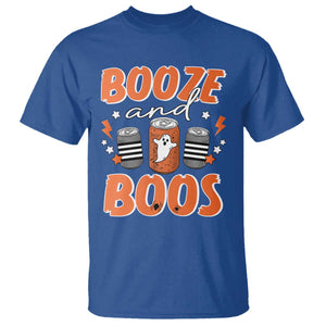 Retro Halloween Booze And Boos T Shirt Boo Sheet Ghost Spooky Season TS10 Royal Blue Print Your Wear