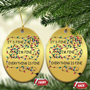 Funny Christmas Ornament It's Fine I'm Fine Everything Is Fine Xmas Lights TS10 Oval Gold Print Your Wear