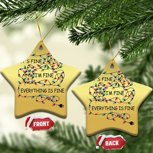 Funny Christmas Ornament It's Fine I'm Fine Everything Is Fine Xmas Lights TS10 Star Gold Print Your Wear