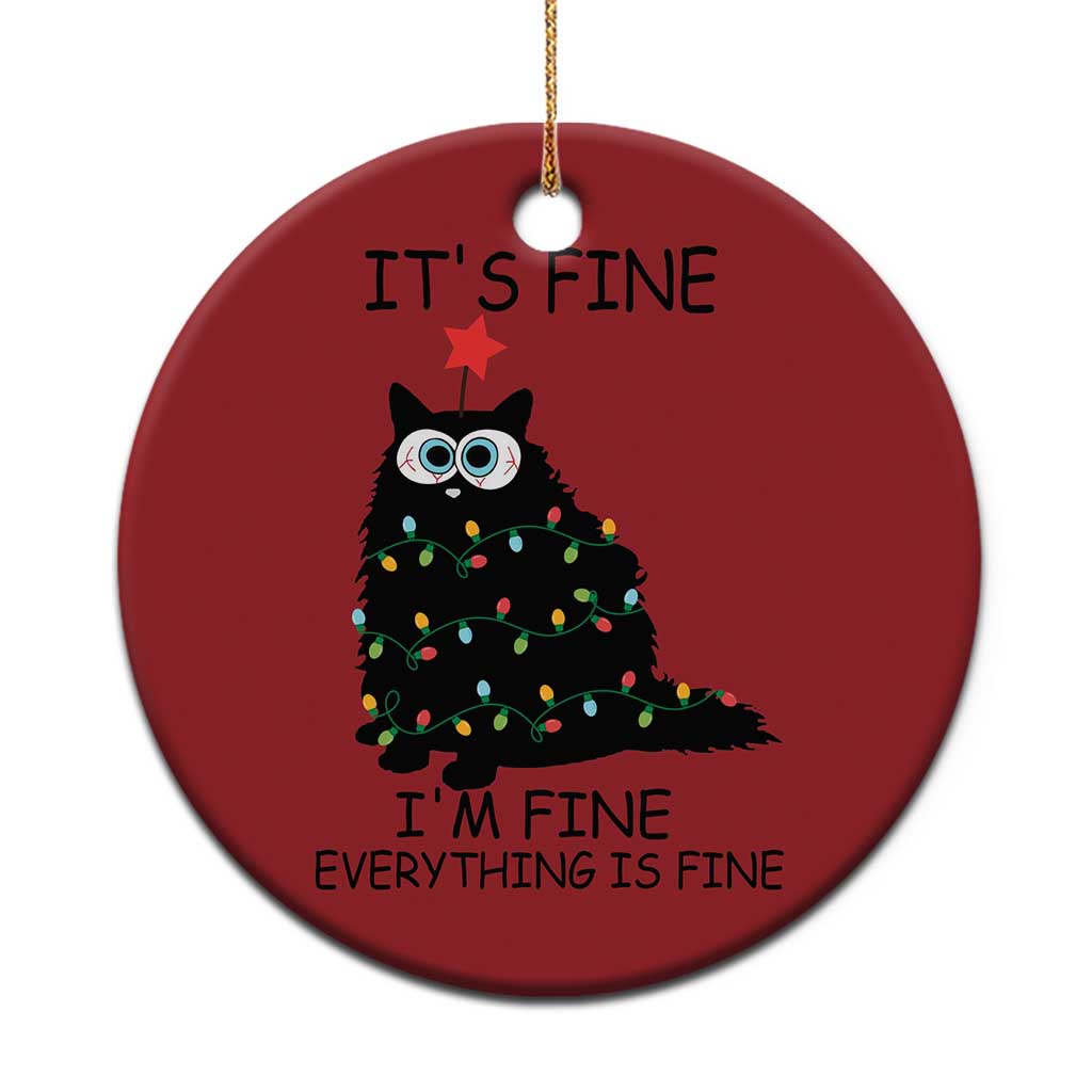 Funny Christmas Cat Christmas Ornament It's Fine I'm Fine Everything Is Fine Meowy Catmas Xmas TS10 Print Your Wear