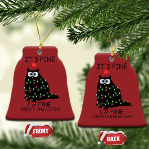 Funny Christmas Cat Christmas Ornament It's Fine I'm Fine Everything Is Fine Meowy Catmas Xmas TS10 Bell Flake Red Print Your Wear