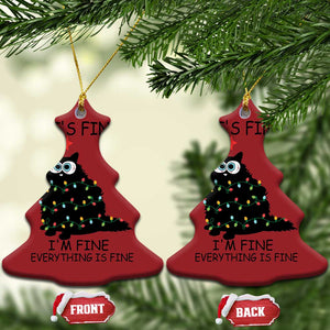 Funny Christmas Cat Christmas Ornament It's Fine I'm Fine Everything Is Fine Meowy Catmas Xmas TS10 Christmas Tree Red Print Your Wear