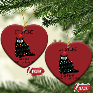 Funny Christmas Cat Christmas Ornament It's Fine I'm Fine Everything Is Fine Meowy Catmas Xmas TS10 Heart Red Print Your Wear