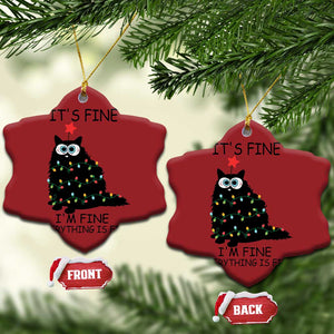 Funny Christmas Cat Christmas Ornament It's Fine I'm Fine Everything Is Fine Meowy Catmas Xmas TS10 Snow Flake Red Print Your Wear