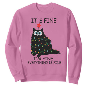 Funny Christmas Cat Sweatshirt It's Fine I'm Fine Everything Is Fine Meowy Catmas Xmas TS10 Azalea Print Your Wear