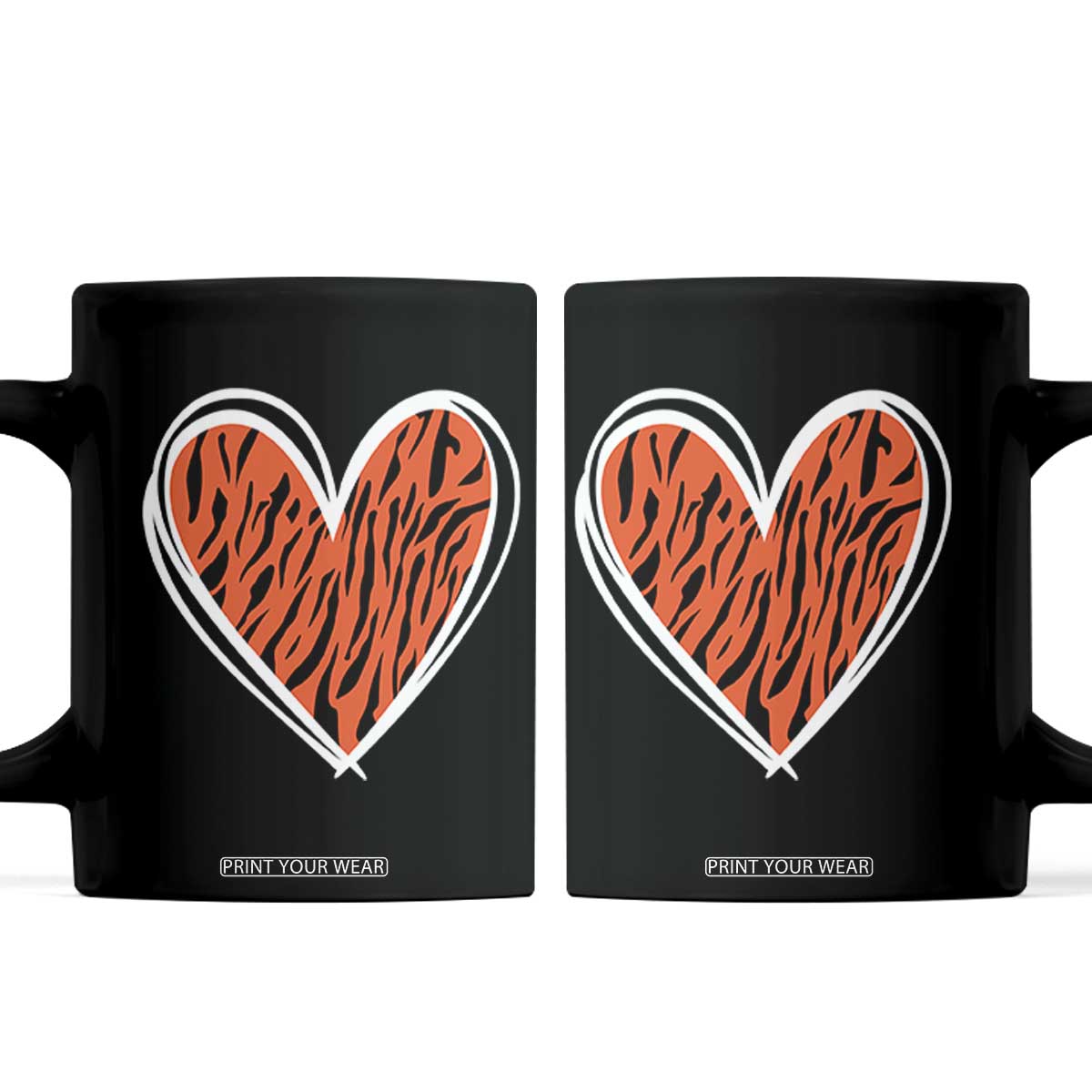 Bengal Tiger Heart Coffee Mug Retro BFT Sports Fan Trendy Game Day Gift TS10 Black Print Your Wear