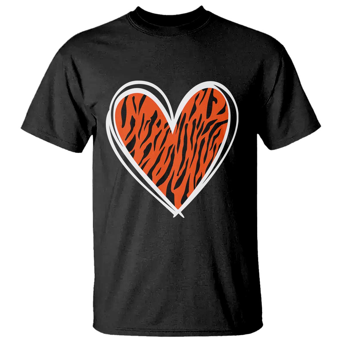 Bengal Tiger Heart T Shirt Retro BFT Sports Fan Trendy Game Day Gift TS10 Black Print Your Wear