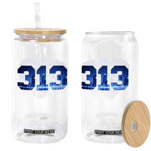 Vintage Detroit Michigan 313 Glass Can Area Code Skyline TS10 Print Your Wear