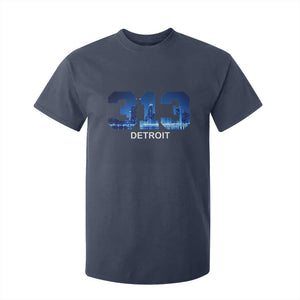Vintage Detroit Michigan 313 T Shirt For Kid - Area Code Skyline Youth Heritage Tee TS10 Navy Print Your Wear