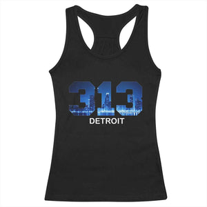 Vintage Detroit Michigan 313 Racerback Tank Top Area Code Skyline TS10 Black Print Your Wear