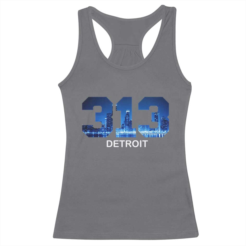 Vintage Detroit Michigan 313 Racerback Tank Top Area Code Skyline TS10 Charcoal Print Your Wear