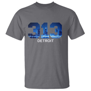 Vintage Detroit Michigan 313 T Shirt Area Code Skyline TS10 Charcoal Print Your Wear