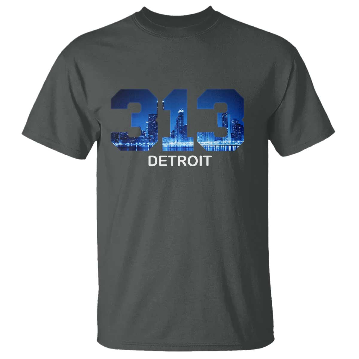 Vintage Detroit Michigan 313 T Shirt Area Code Skyline TS10 Dark Heather Print Your Wear