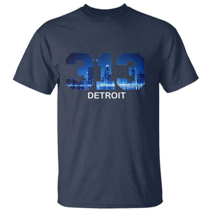 Vintage Detroit Michigan 313 T Shirt Area Code Skyline TS10 Navy Print Your Wear
