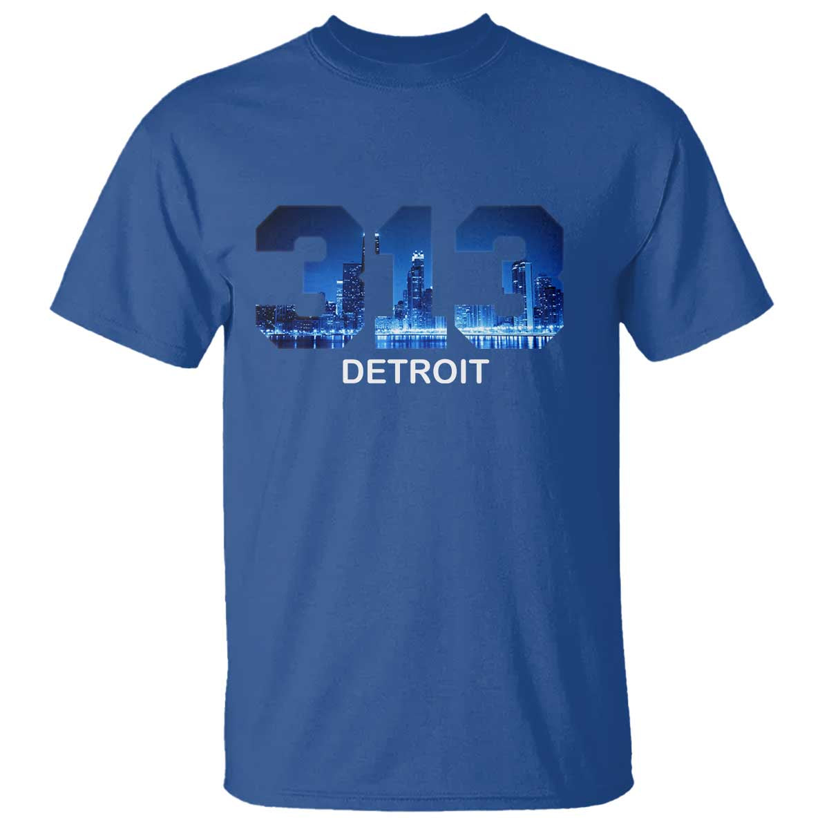 Vintage Detroit Michigan 313 T Shirt Area Code Skyline TS10 Royal Blue Print Your Wear