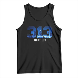 Vintage Detroit Michigan 313 Tank Top Area Code Skyline TS10 Black Print Your Wear