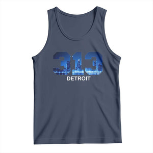 Vintage Detroit Michigan 313 Tank Top Area Code Skyline TS10 Navy Print Your Wear