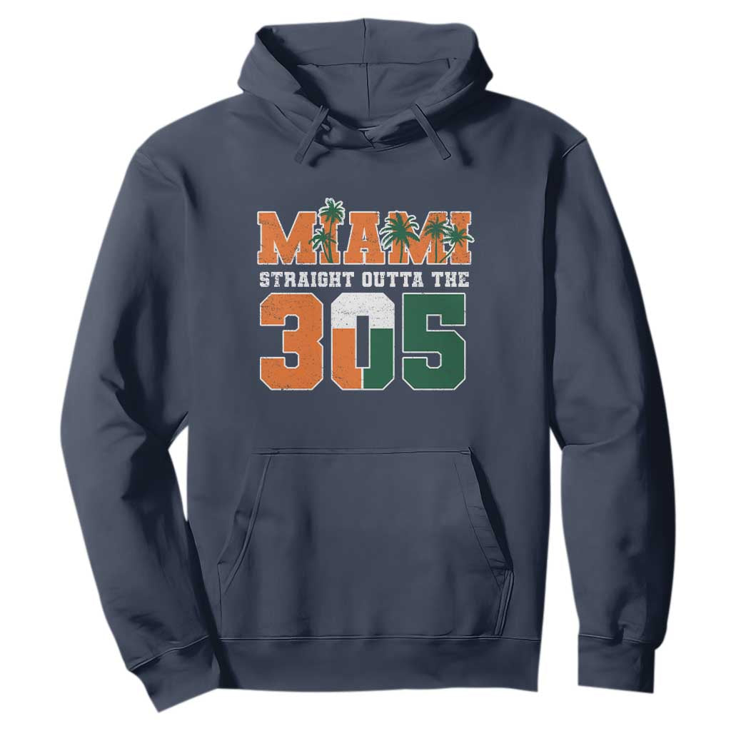 Straight Outta The 305 Miami Hoodie Area Code Florida Pride TS10 Navy Print Your Wear