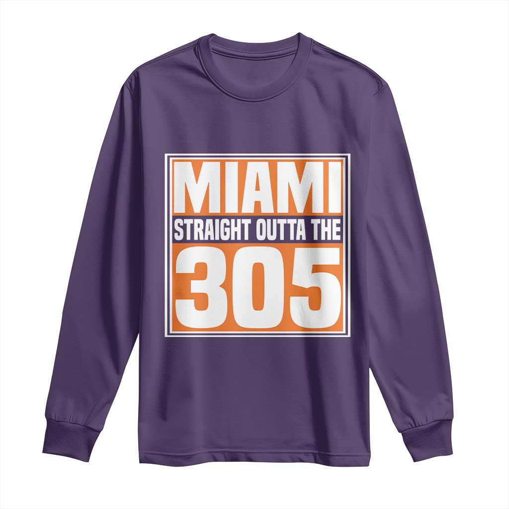 Miami Long Sleeve Shirt Straight Outta The 305 Area Code Florida Pride TS10 Purple Print Your Wear