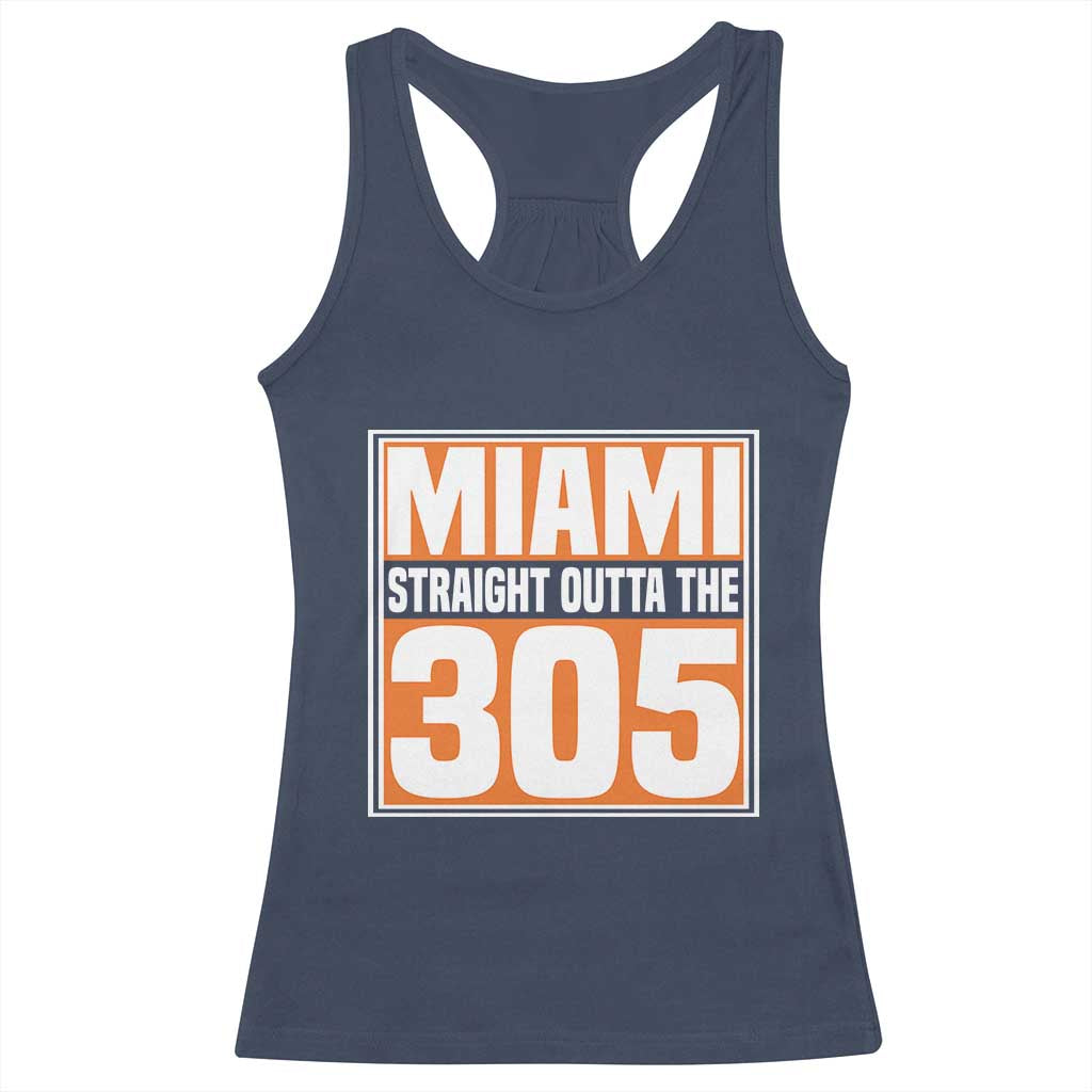 Miami Racerback Tank Top Straight Outta The 305 Area Code Florida Pride TS10 Navy Print Your Wear