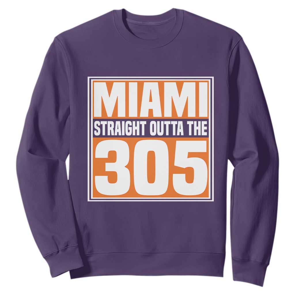 Miami Sweatshirt Straight Outta The 305 Area Code Florida Pride TS10 Purple Print Your Wear