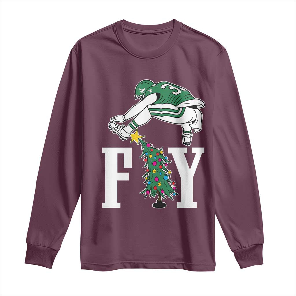 Christmas Philly Lover Long Sleeve Shirt Barkley Backwards Hurdle Xmas Tree TS10 Maroon Print Your Wear