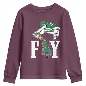 Christmas Philly Lover Youth Sweatshirt Barkley Backwards Hurdle Xmas Tree TS10 Maroon Print Your Wear