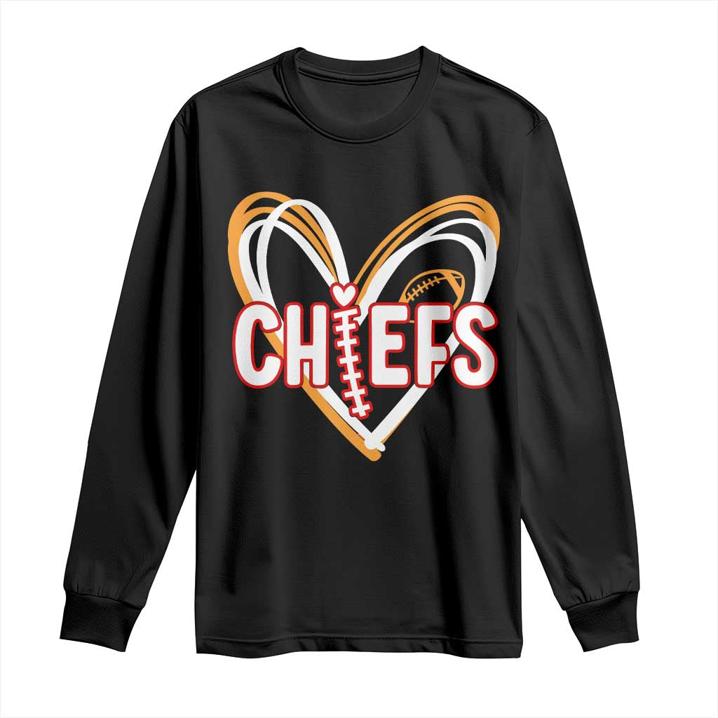 KC Game Day Long Sleeve Shirt Retro Sports Fan Football Team Heart Graphic TS10 Black Print Your Wear