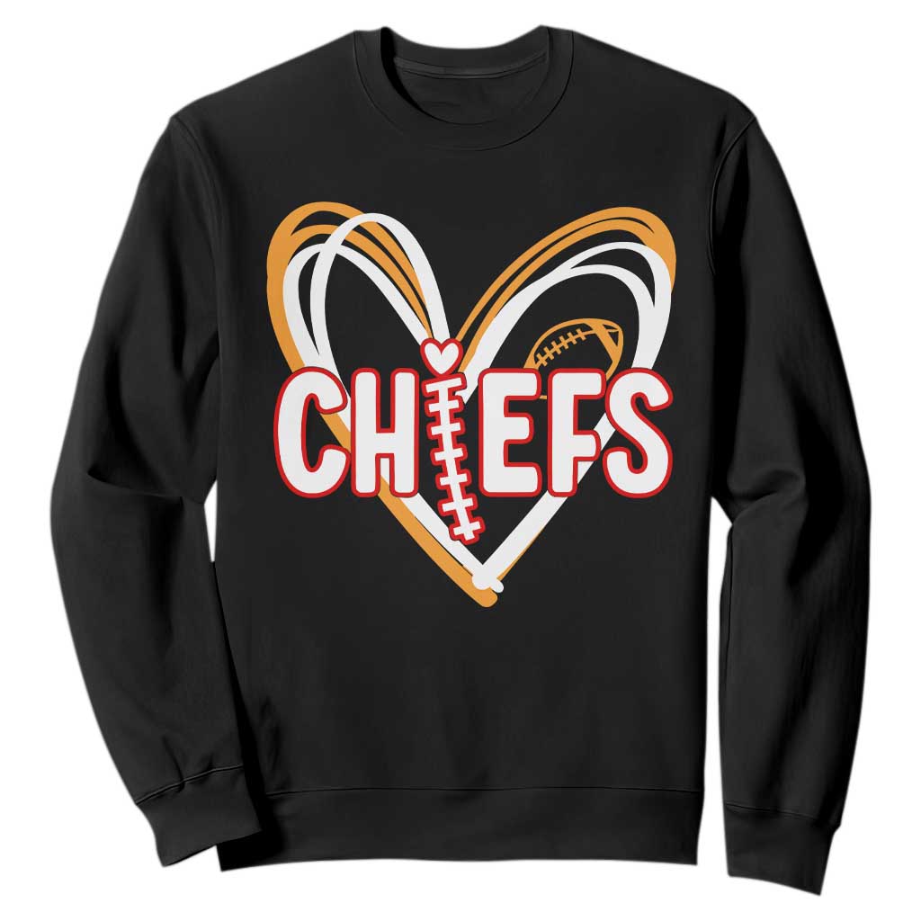 KC Game Day Sweatshirt Retro Sports Fan Football Team Heart Graphic TS10 Black Print Your Wear