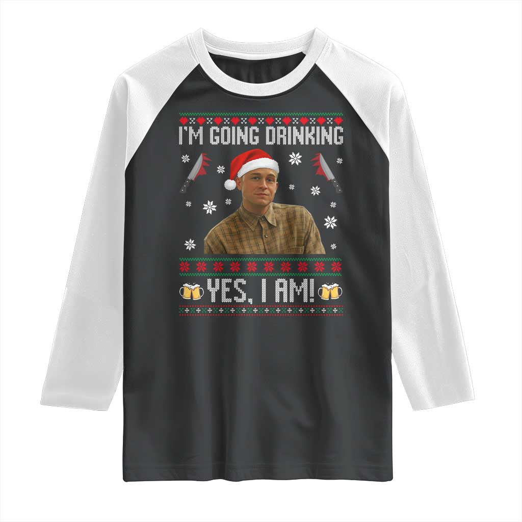 Charlie Hunnam Ed Gein Ugly Christmas Raglan Shirt Monster Movie I'm Going Drinking TS10 Black White Print Your Wear