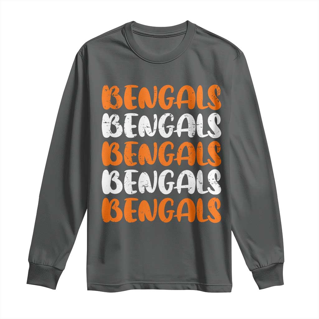 Vintage Bengal Long Sleeve Shirt Retro Novelty 90s Style TS10 Dark Heather Print Your Wear